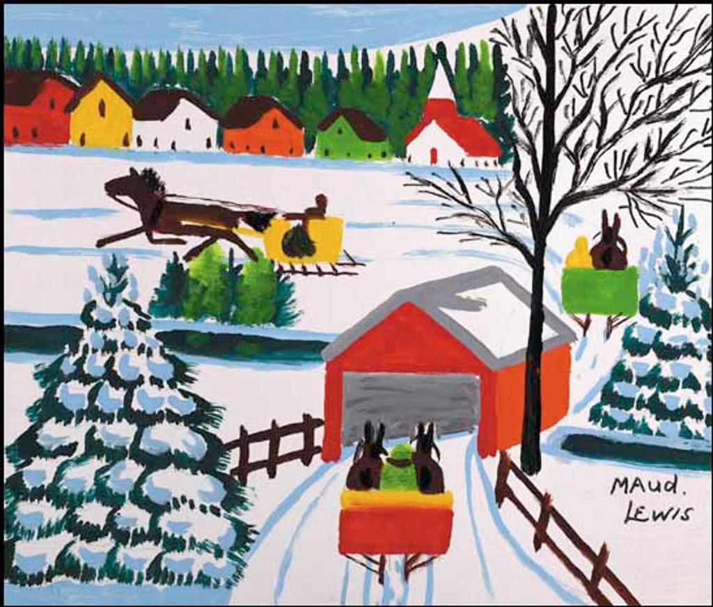 Maud Kathleen Lewis (1903-1970) - Winter Sleigh and Covered Bridge