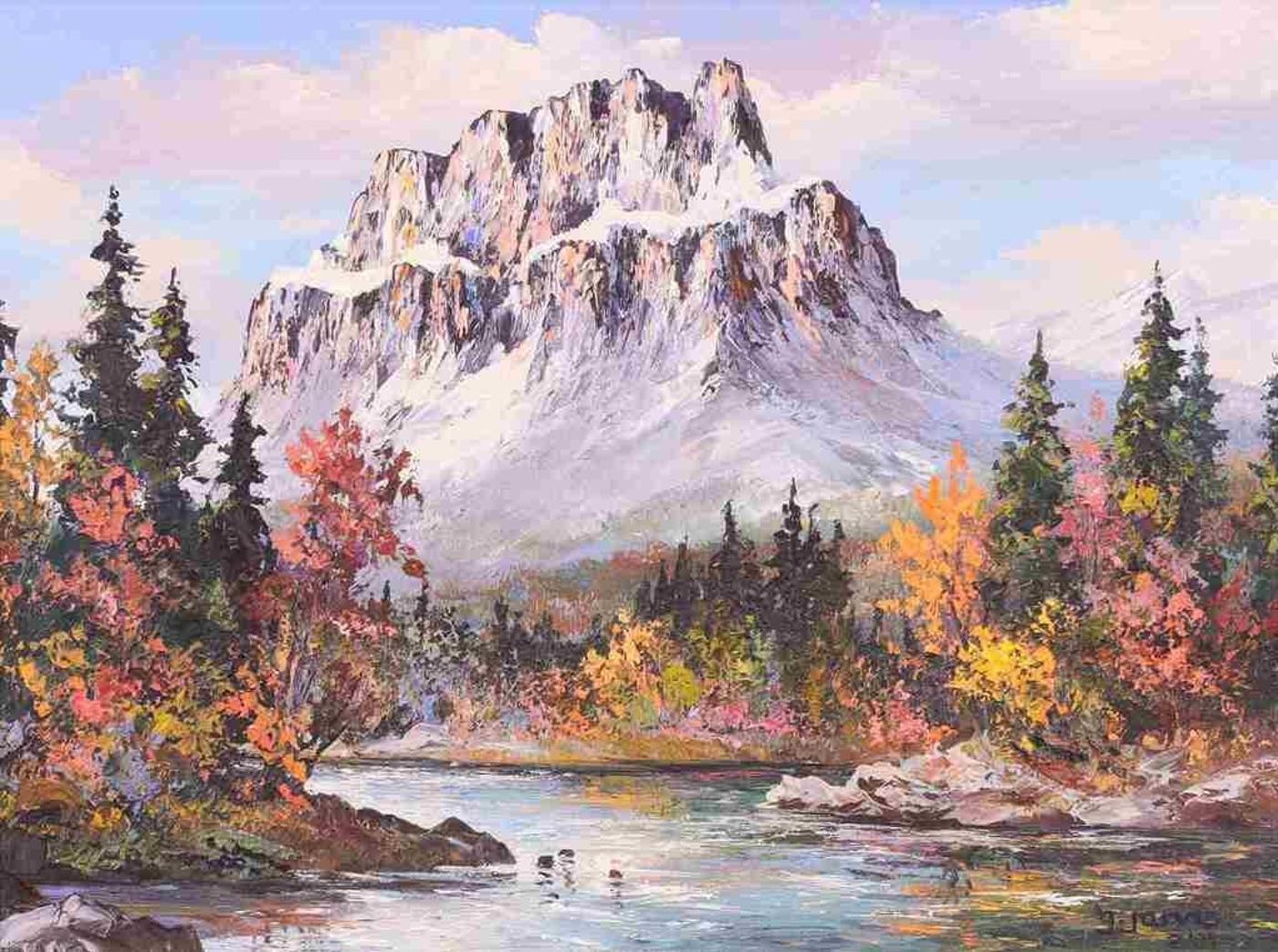 Georgia Jarvis (1944-1990) - Cool Waters Of The Bow River (Castle Mountain, Alberta, Banff); 1987