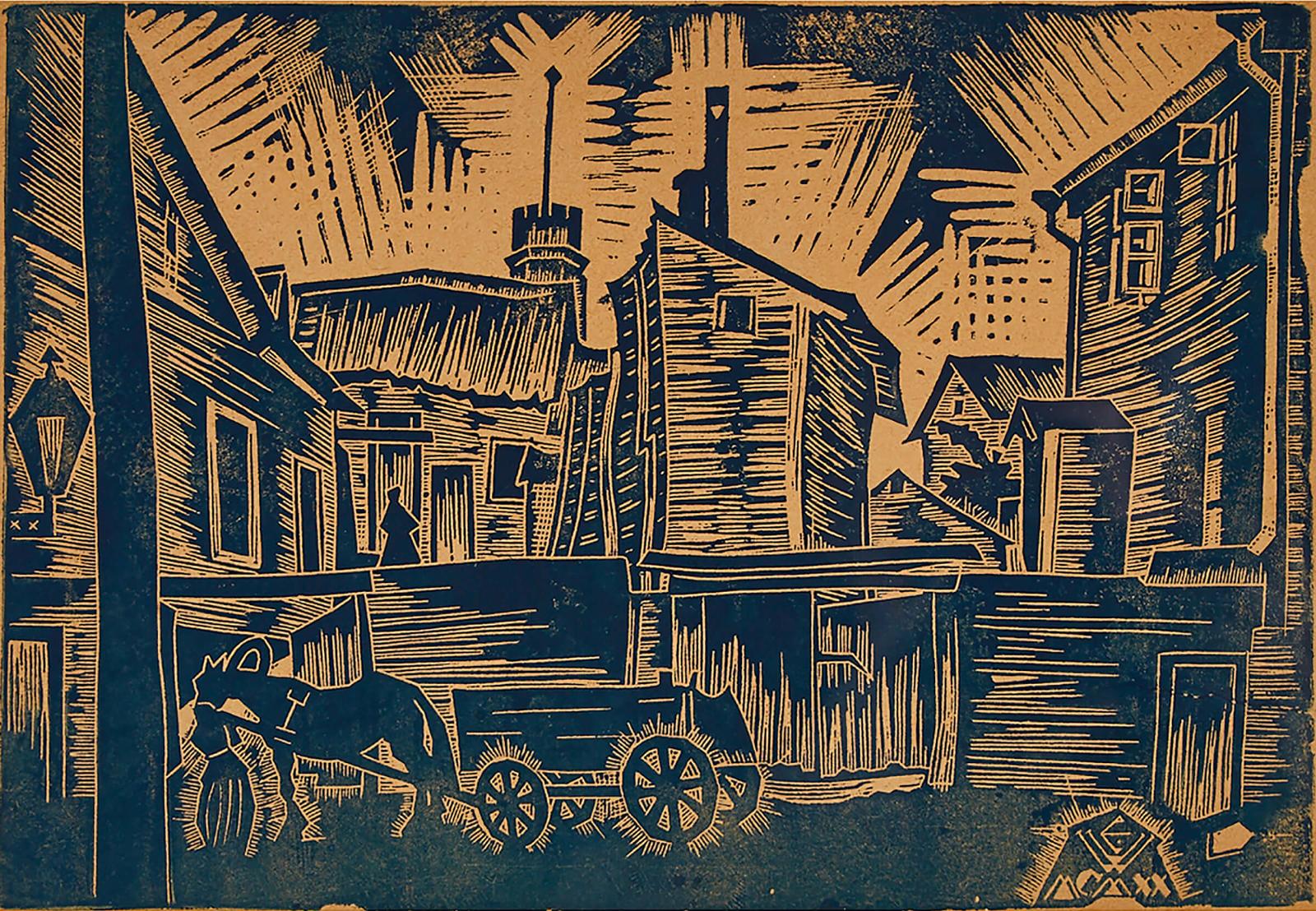 Eduard Wiiralt (1898-1954) - Aguilihoov Hobusega (Tanav) (Horse In Street), 1920 [from  The 