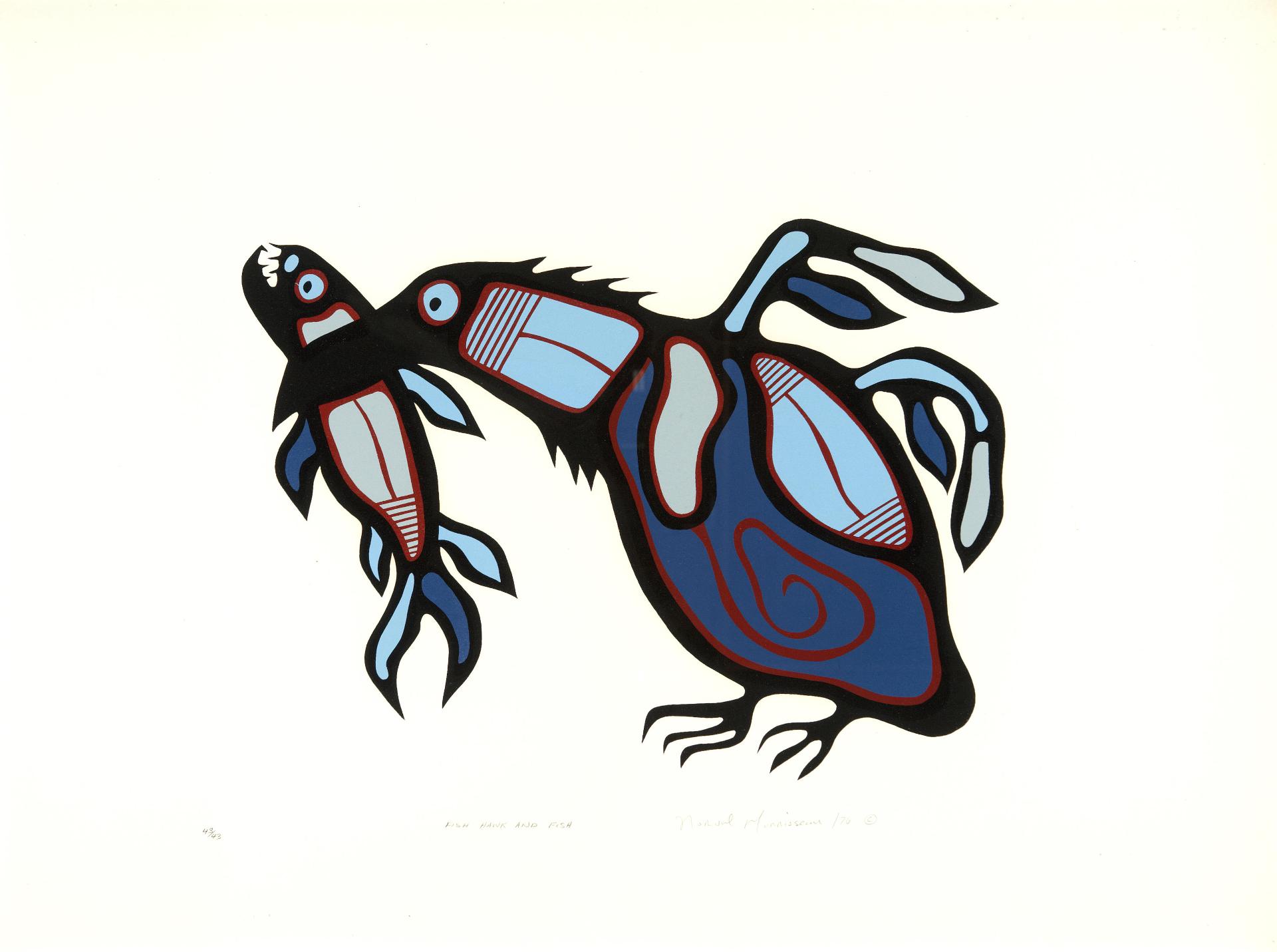 Norval H. Morrisseau (1931-2007) - Fish Hawk and Fish