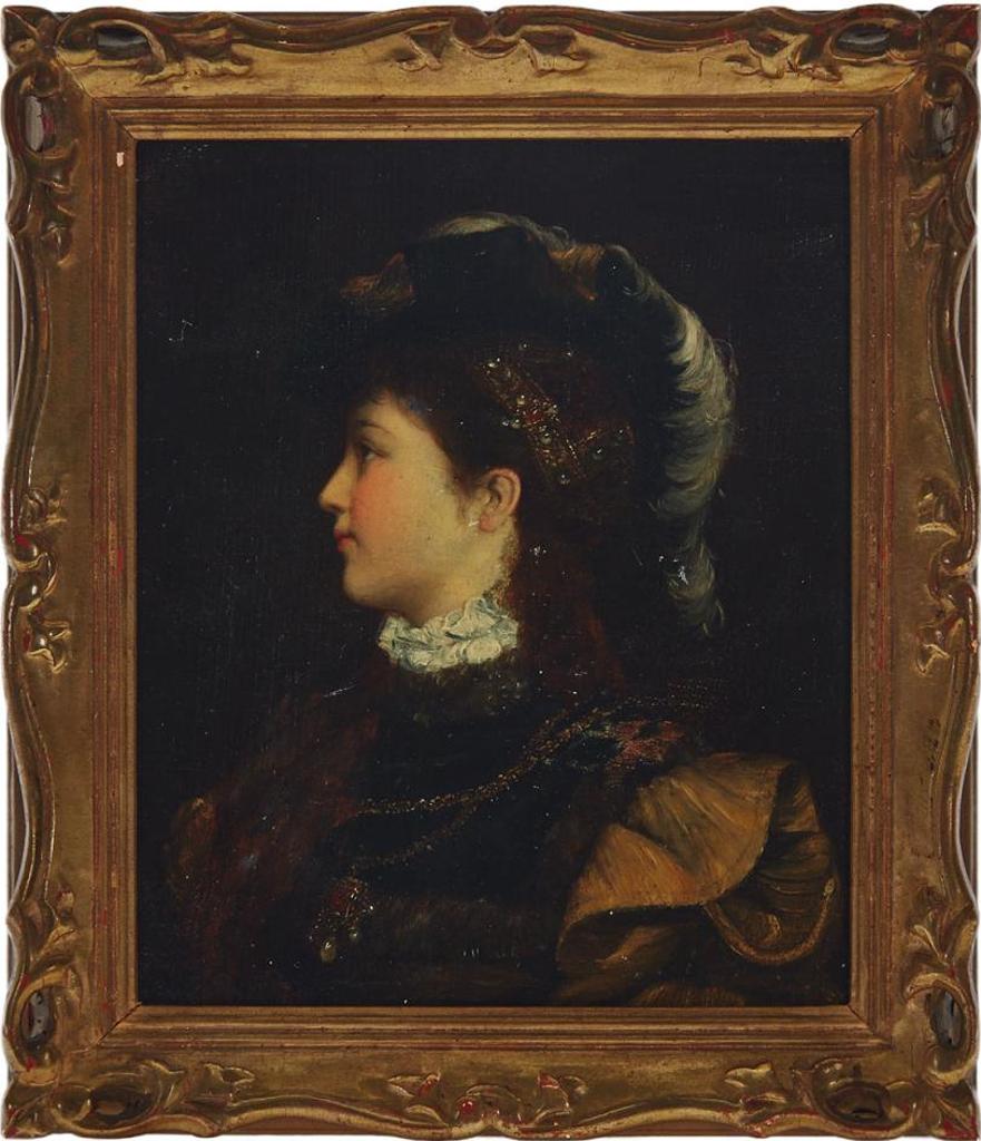 Anton Bertzik (1850-1899) - Noblewoman With Plumed And Bejewelled Headdress