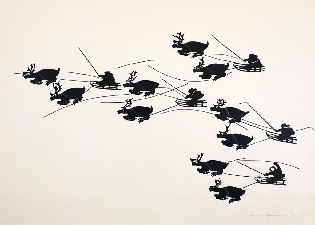 Nikolai Kurilov (1949) - Untitled, Caribou Drawn Sled Racing; 1993