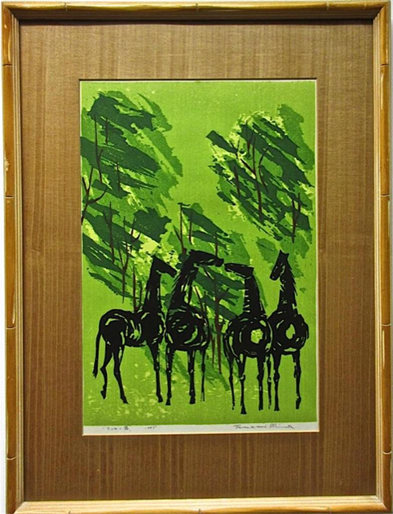 Tamami Shima (1937-1999) - Horses In Early Summmer