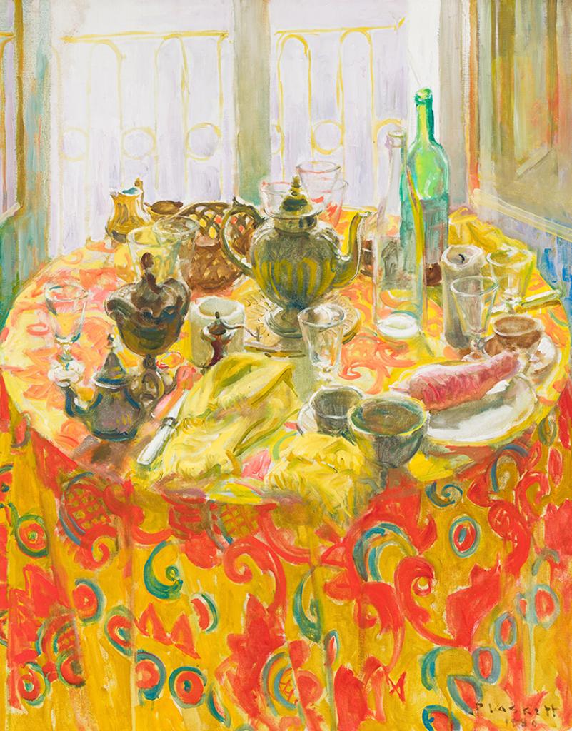 Joseph (Joe) Francis Plaskett (1918-2014) - Tablescape in Red and Yellow Indian Cloth