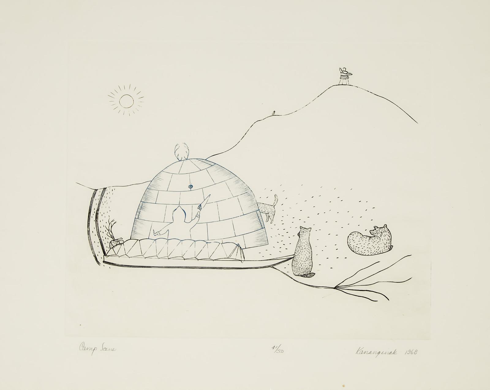 Kananginak Pootoogook (1935-2010) - Camp Scene