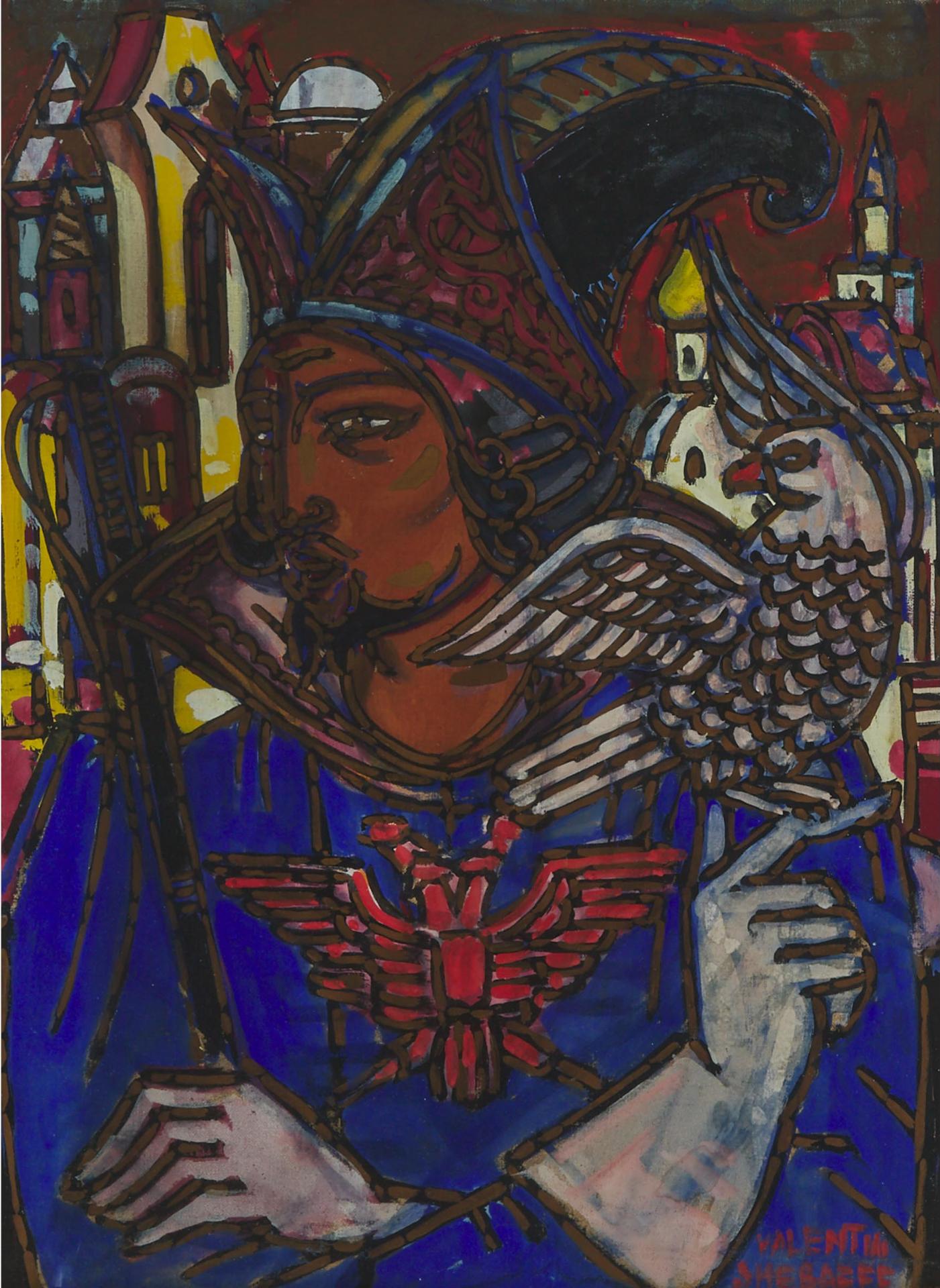 Valentin Firsov Shabaeff (1891-1978) - Man With Eagle In Imperial Coat Of Arms Wearing A Headdress And Holding A Sceptre