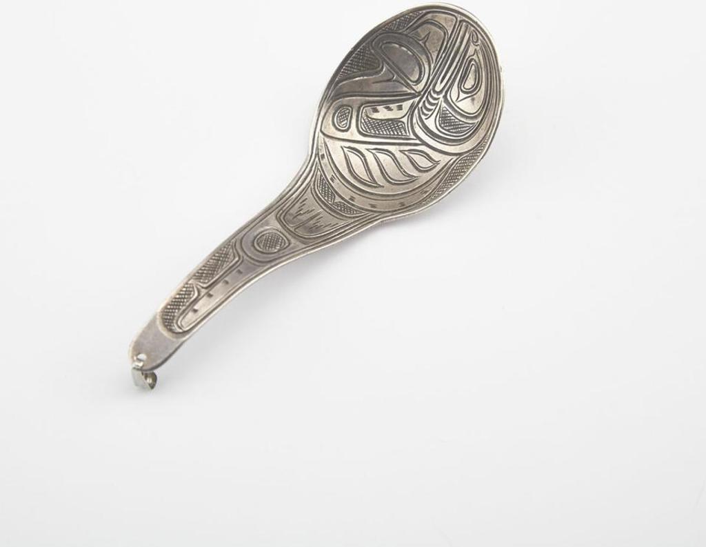 Lloyd Wadhams Jr - Silver Baby Spoon With Dog Fish Incised Bowl