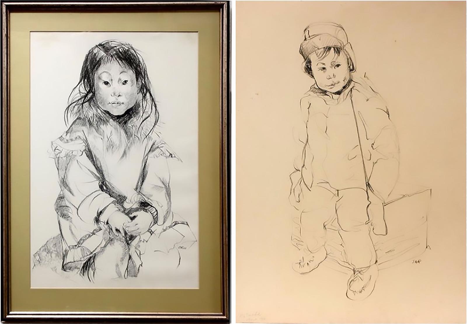 Susan Andrina Ross (1915-2006) - Portrait Studies Of A Young Indigenous Girl And Boy