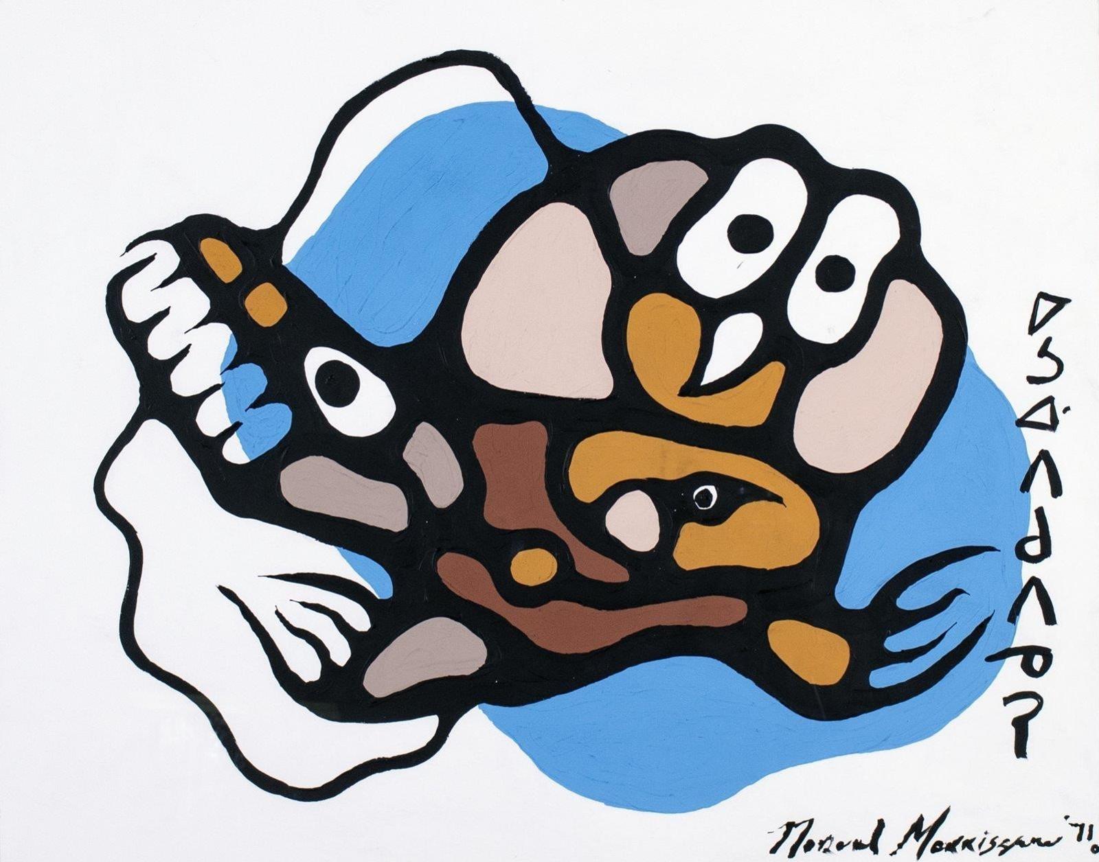 Norval H. Morrisseau (1931-2007) - Bear, Owl And Bird ;1971