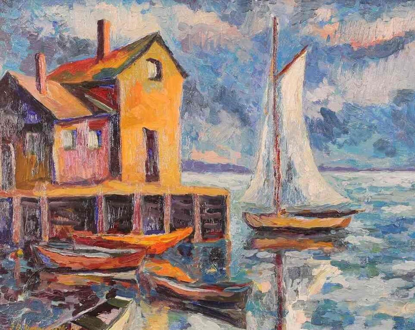 Jean-Guy Desrosiers (1934) - Harbour Scene; 1969