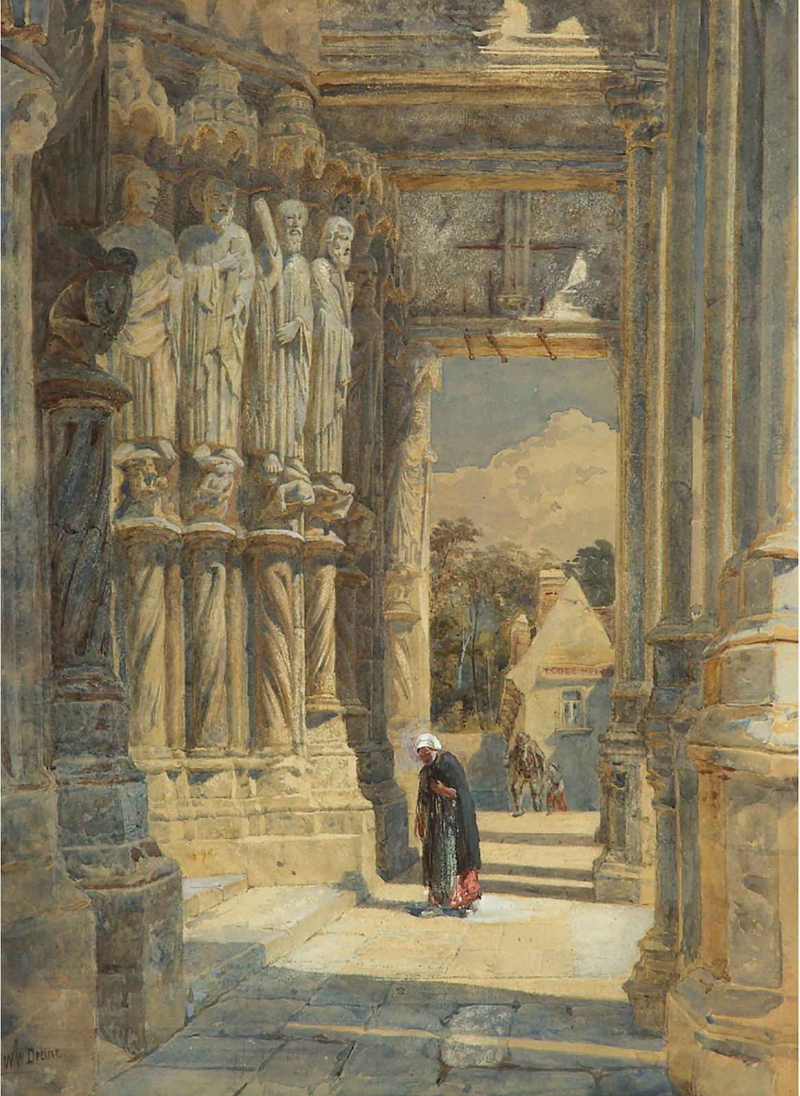 William Wood Deane (1825-1873) - Figures On The Steps Of A Medieval Courtyard