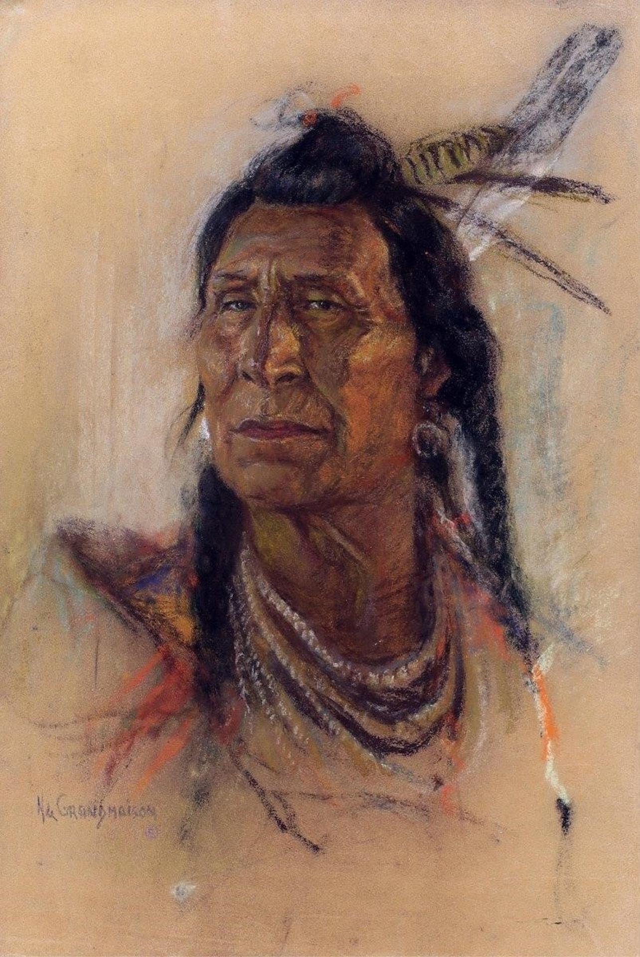 Nicholas (Nickola) de Grandmaison (1892-1978) - Longtime Squirrel, Mesamikayisi - Blood Indian (Kainai Nation), Cardston, Alberta; 1938