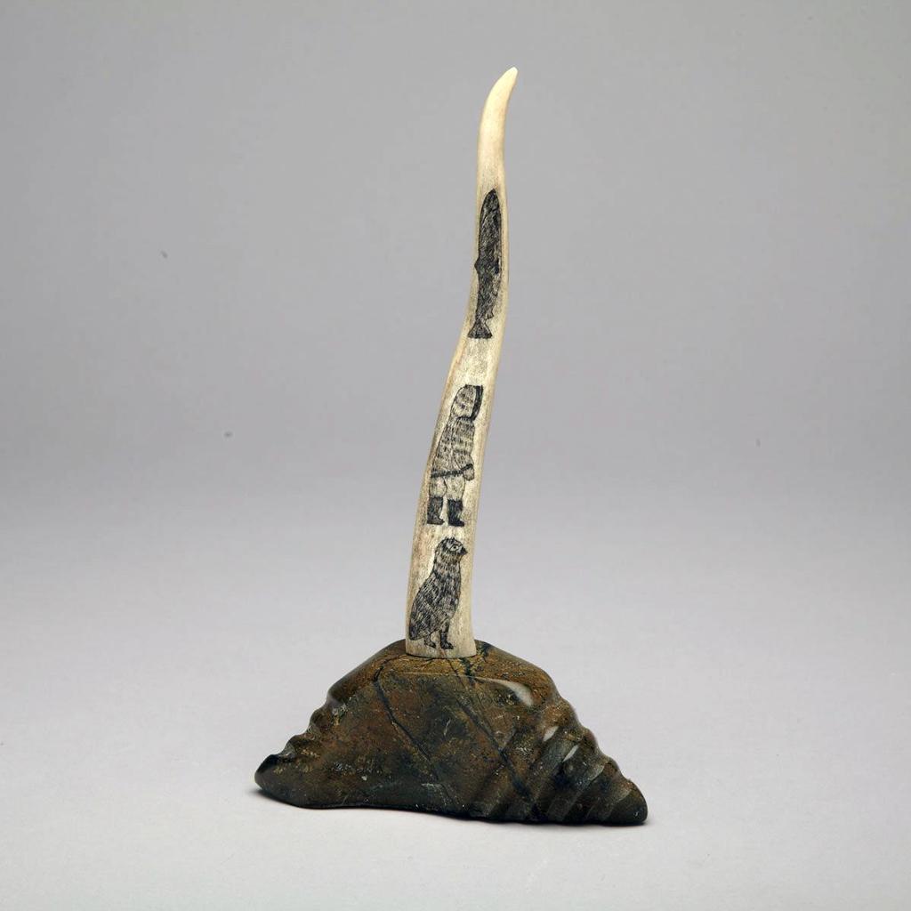 Eva Itulu (1930) - Etched Antler On Base