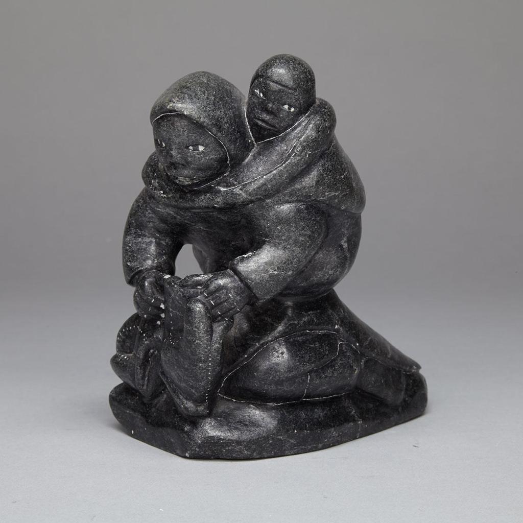 Levi Qumaluk (1919-1997) - Mother Holding A Skin With Child In Amaut