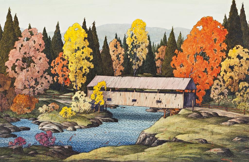 Graham Norble Norwell (1901-1967) - Covered Bridge in Autumn