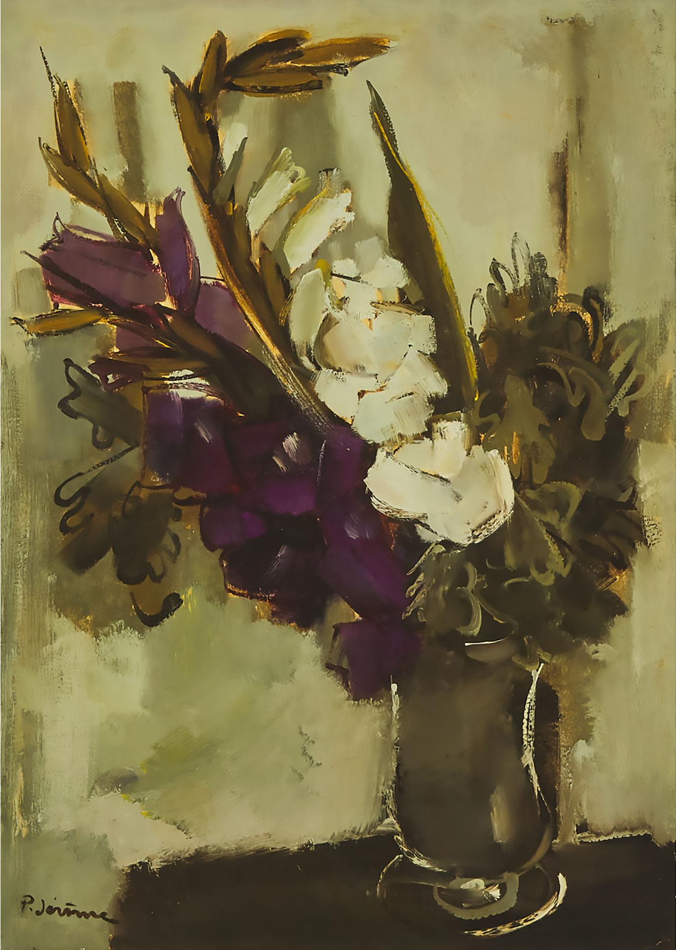 Pierre Jérôme (1902-1982) - Still Life With White And Lavender Gladioli, Circa 1959