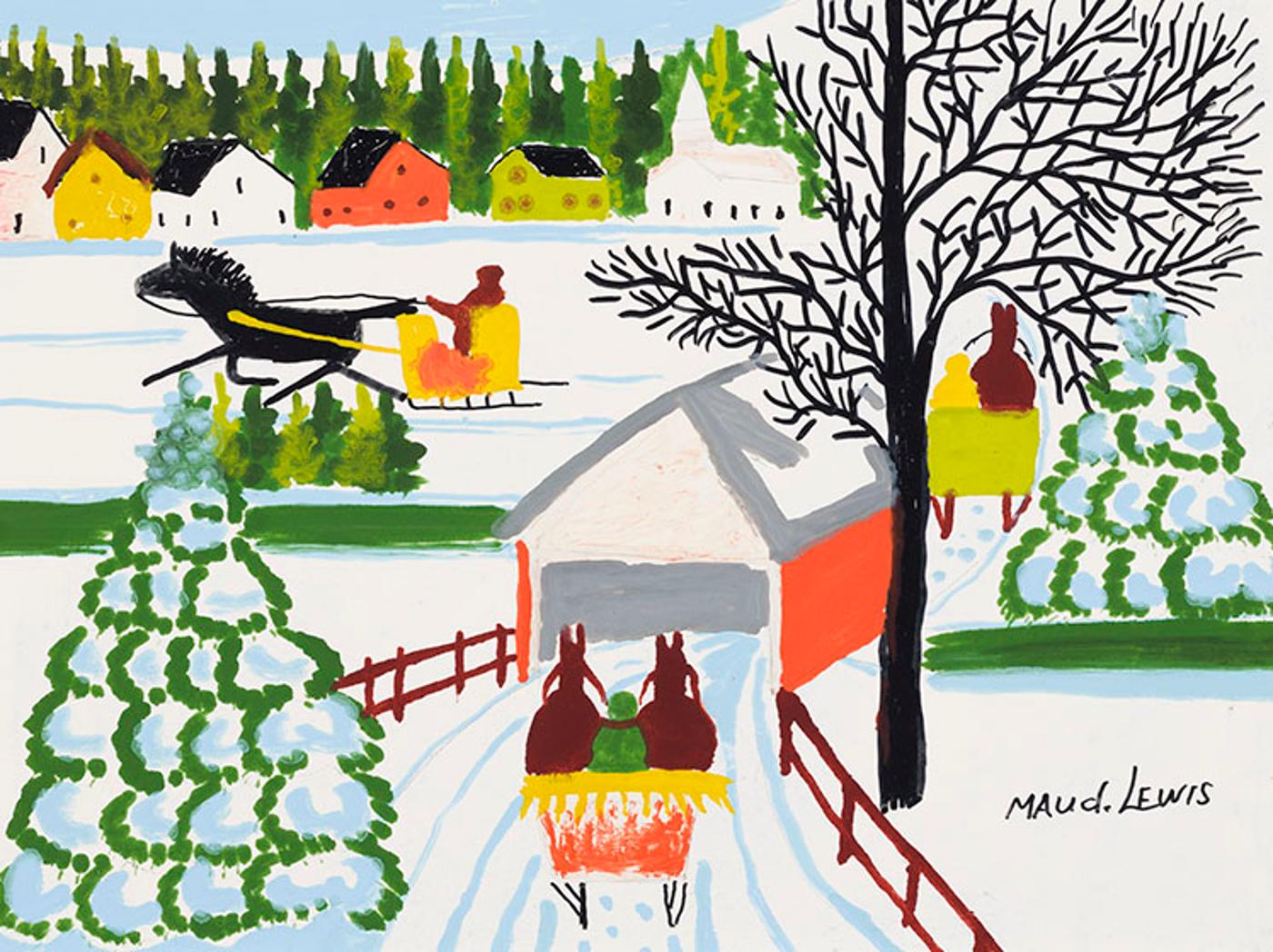 Maud Kathleen Lewis (1903-1970) - Covered Bridge in Winter