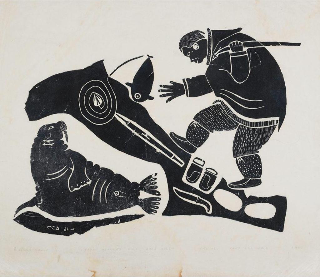 Levi Qumaluk (1919-1997) - Untitled (Hunter And Seal)