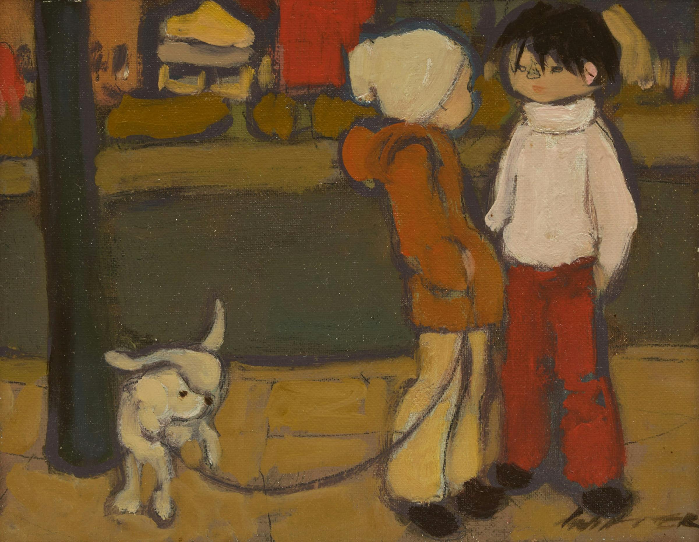 William Arthur Winter (1909-1996) - Two Boys with a Dog