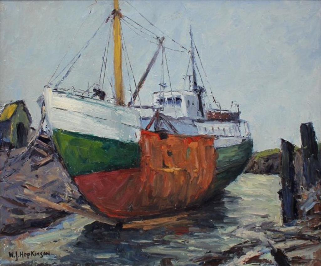 W.J. Hopkinson (1887-1970) - Boat in Harbour Scene