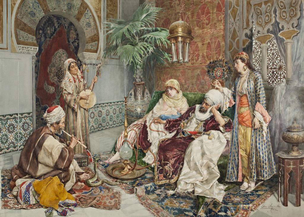 Ettore Simonetti (1857-1909) - Entertainers in a Turkish Palace