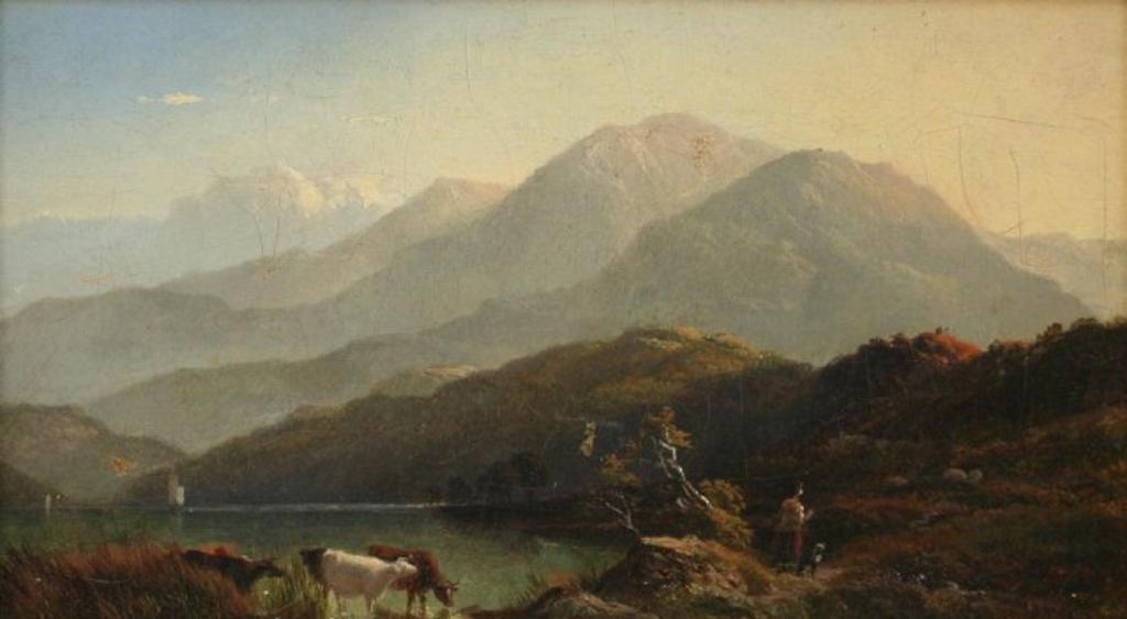 J. W. Mullins - Cattle in the Highlands, oil on baord,