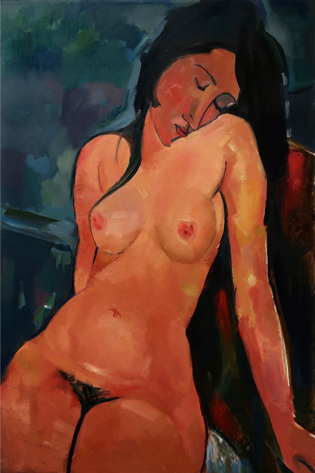 Alex Korenfeld (1944) - Seated Female Nude (After A. Modigliani)