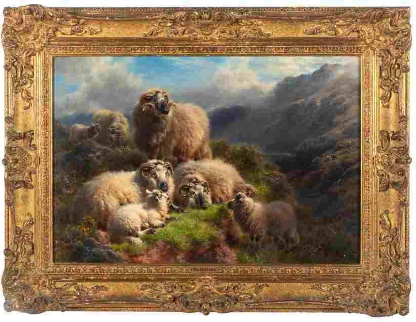 William Ralph Watson (1847-1921) - Sheep in a Highland Landscape (1905)