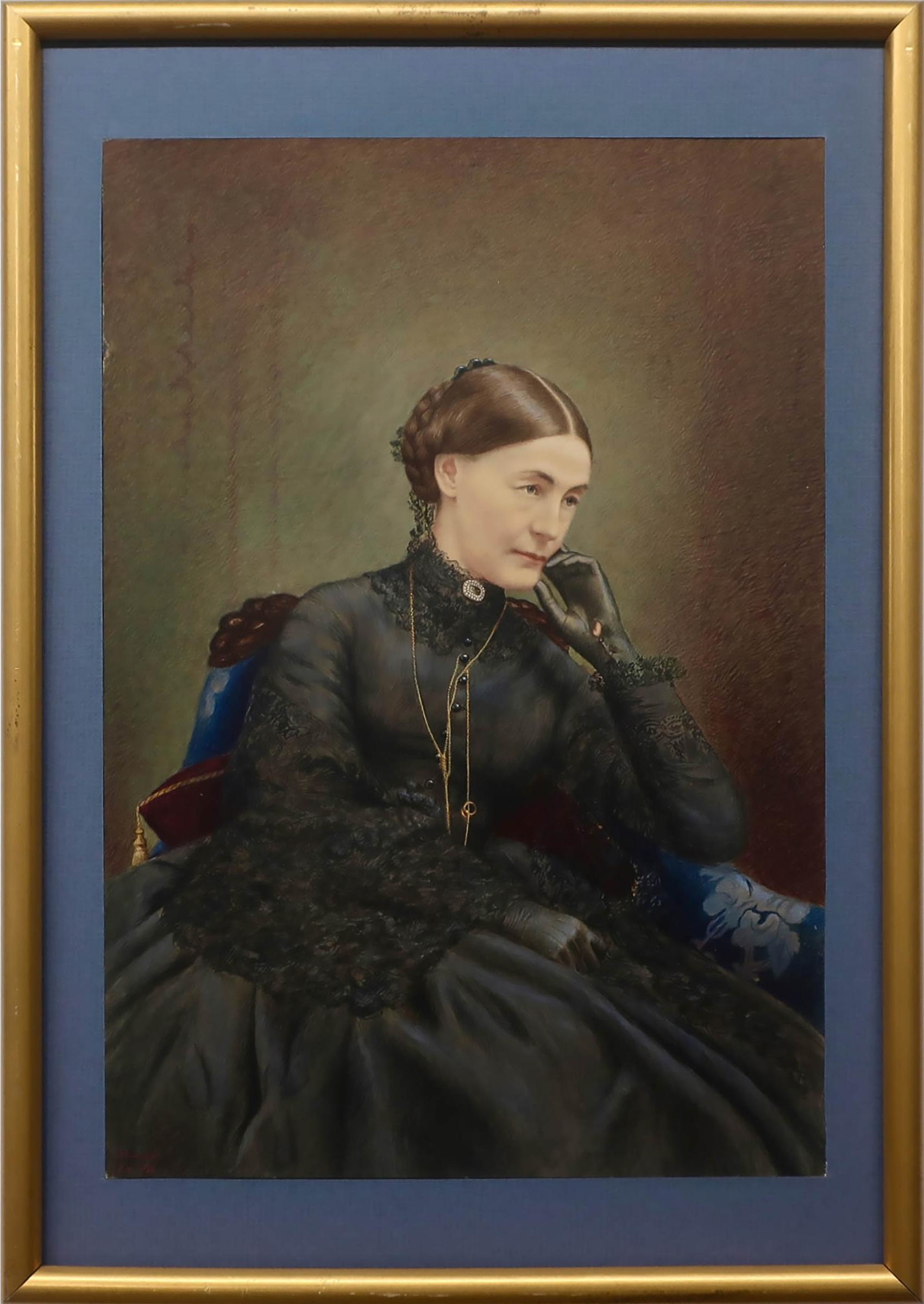 E.H - Untitled (Seated Woman In Black,  Deep In Thought)