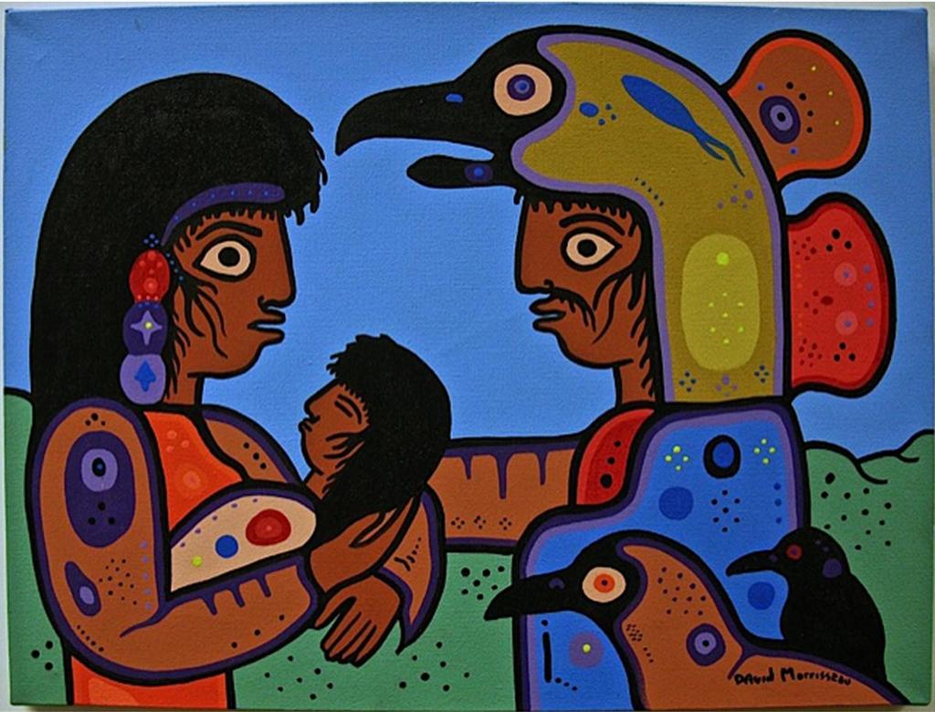 David Alfred Morrisseau (1961) - Grand Shaman And Family (Tribute To My Father Grand Shaman Norval Morrisseau)
