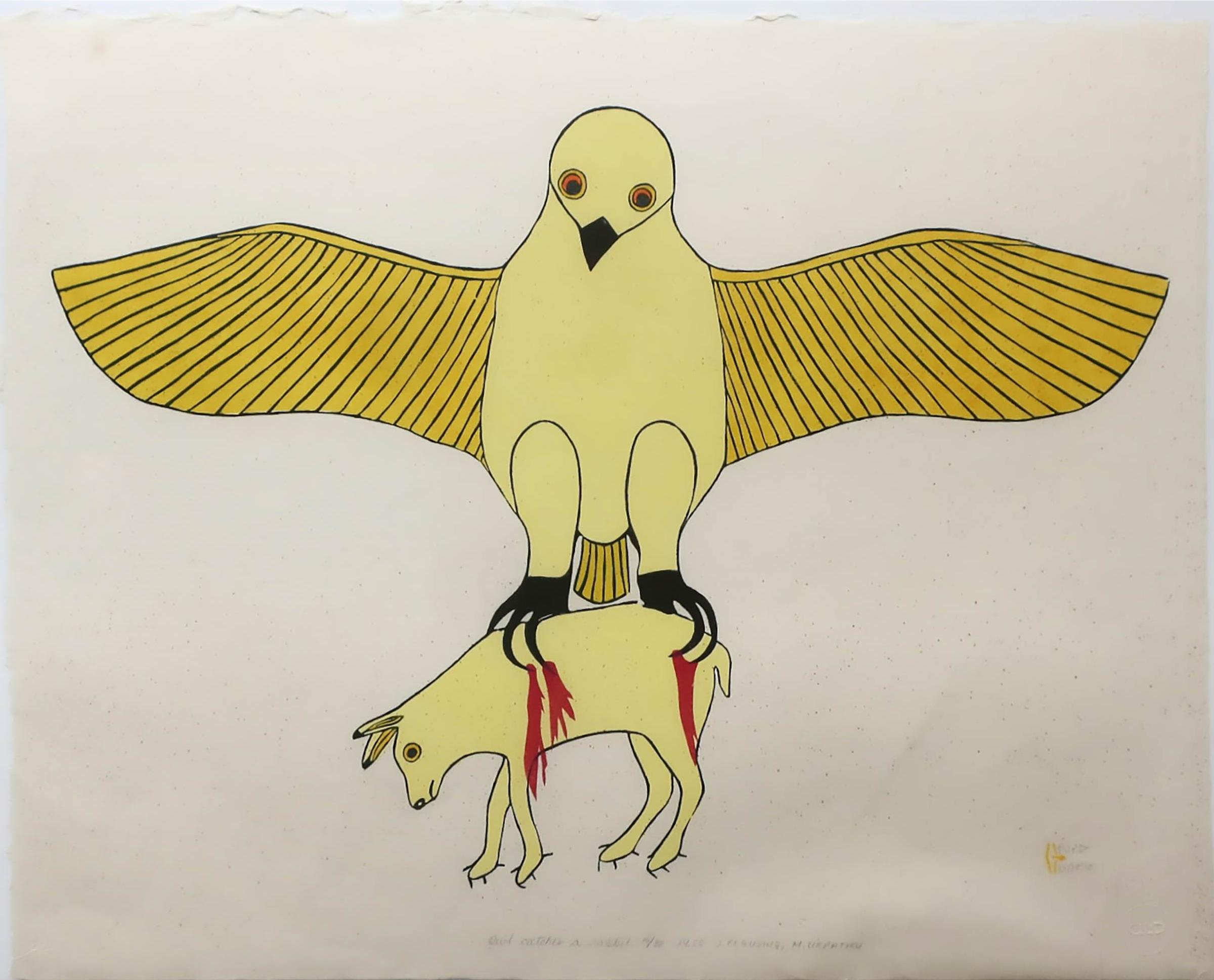 Janet Kigusiuq (1926-2005) - Owl Catches A Rabbit