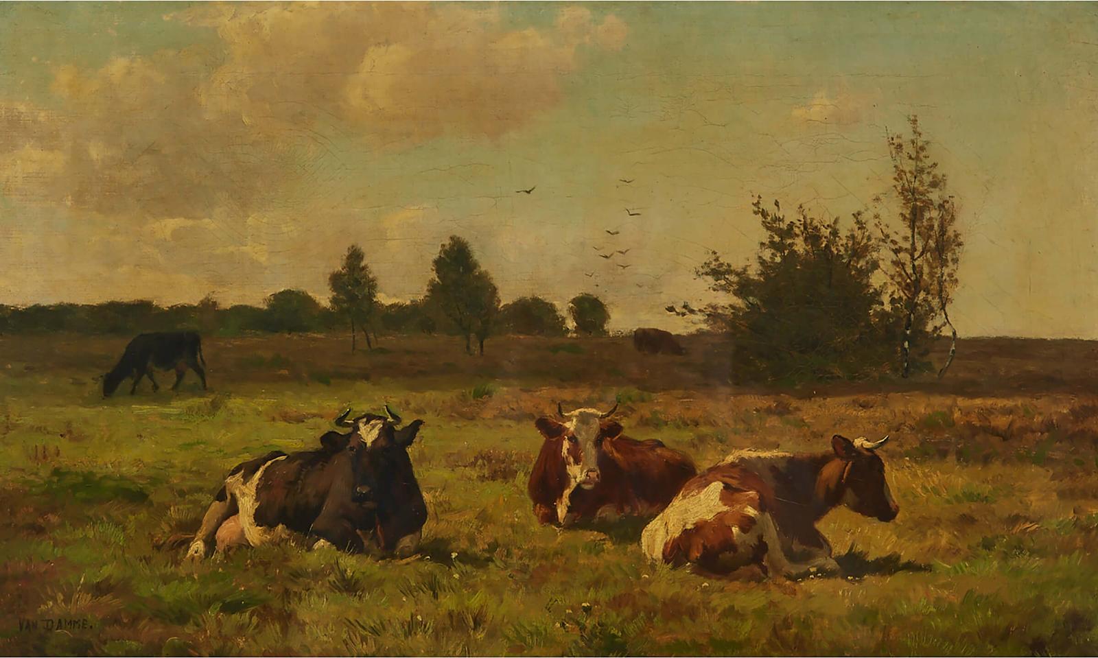 Emile Van Damme-Sylva (1853-1935) - Cows In A Meadow