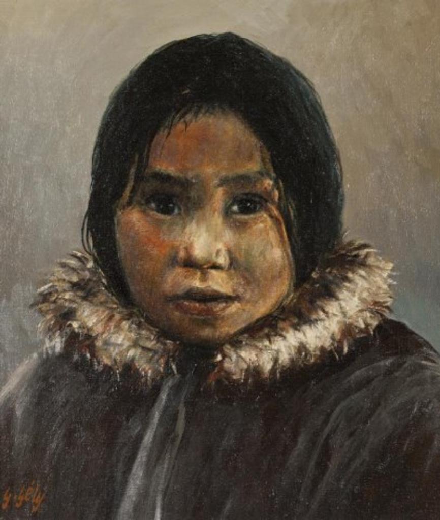 Gabriel Joseph Gely (1924-2020) - Portrait of Oowinga, Baker Lake, ca. 1980s, Oil on canvas