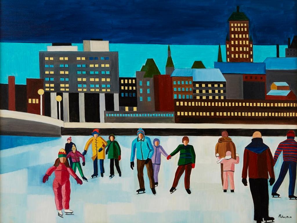 Claude Picher (1927-1998) - Les patineurs sur la rivière St-Charles