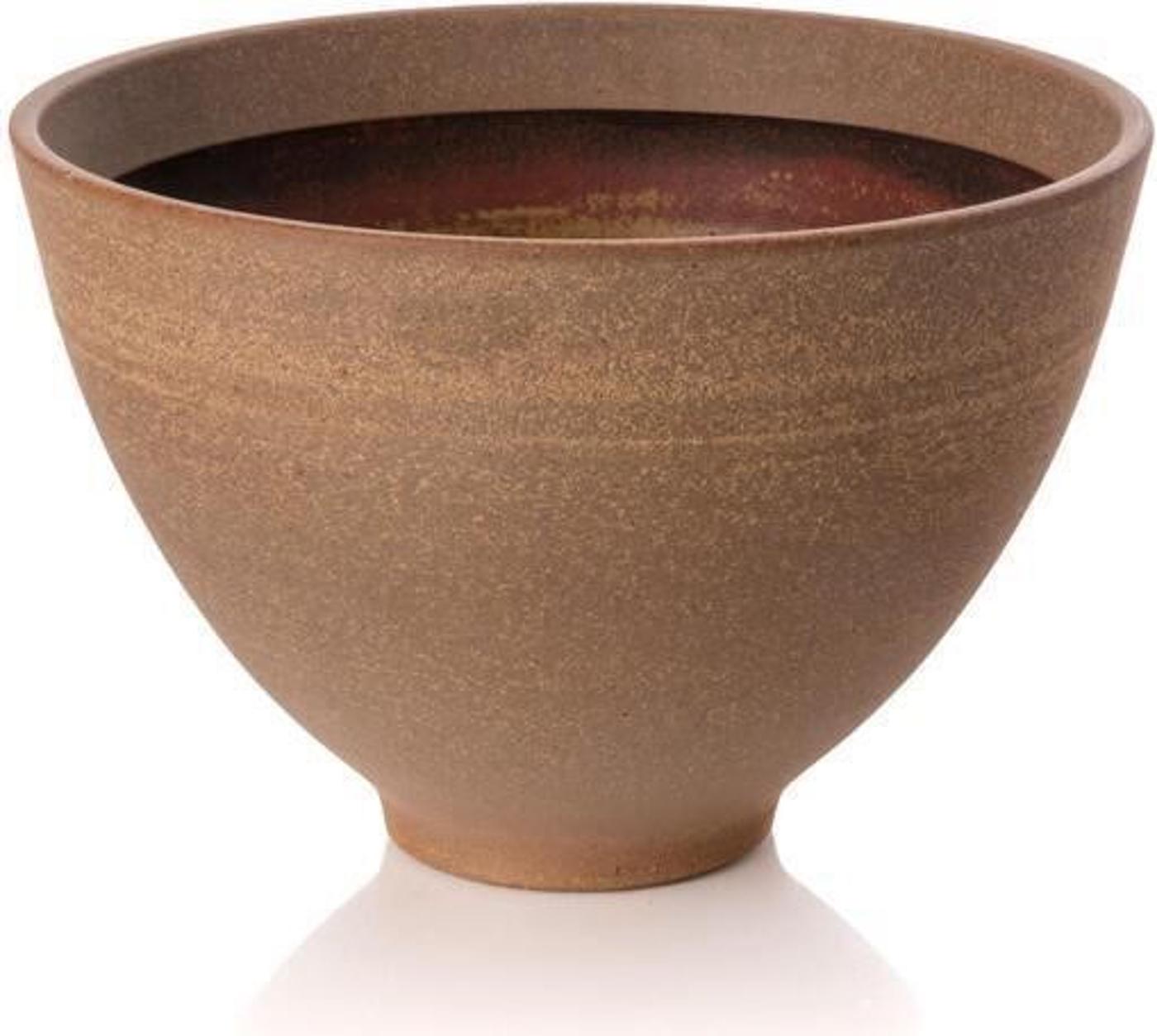 Robin Welch (1936) - Flared and footed stoneware glazed bowl with variety of burnt colours in the interior