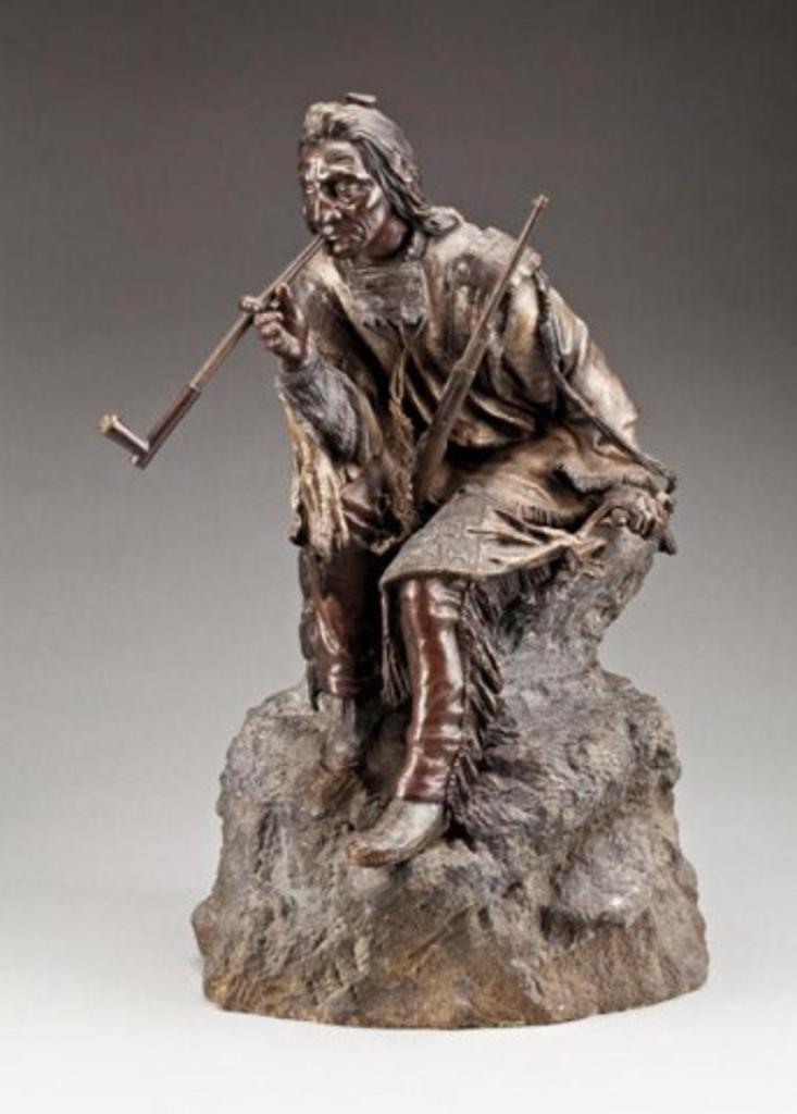 Carl Kauba (1865-1922) - Seated Indian with Pipe