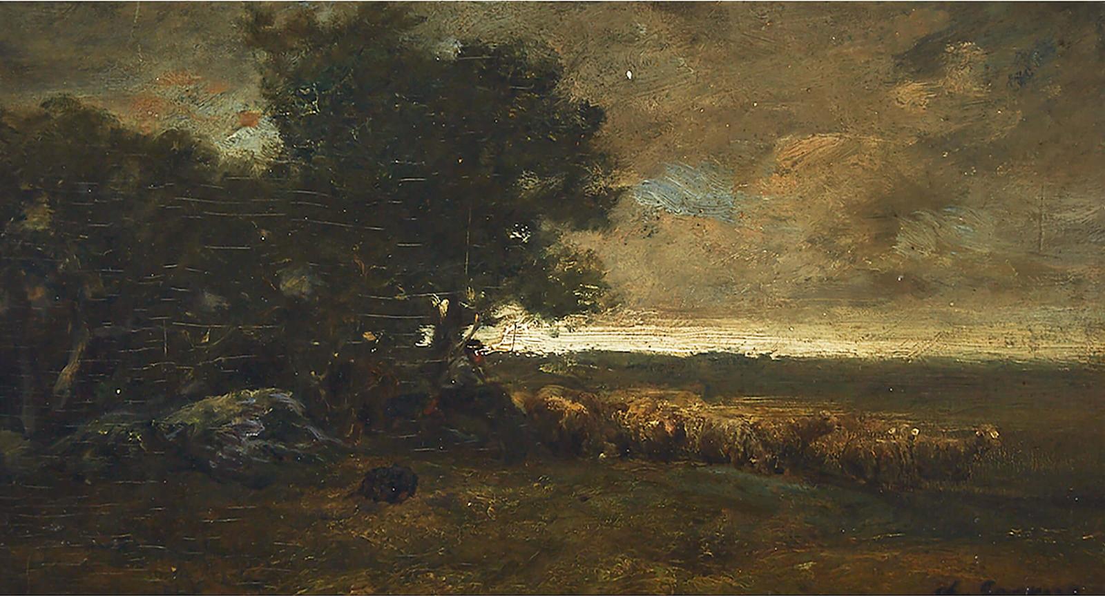 Charles Émile Jacque (1813-1894) - Kleinberger (With Herder Guarding Sheep At Night)
