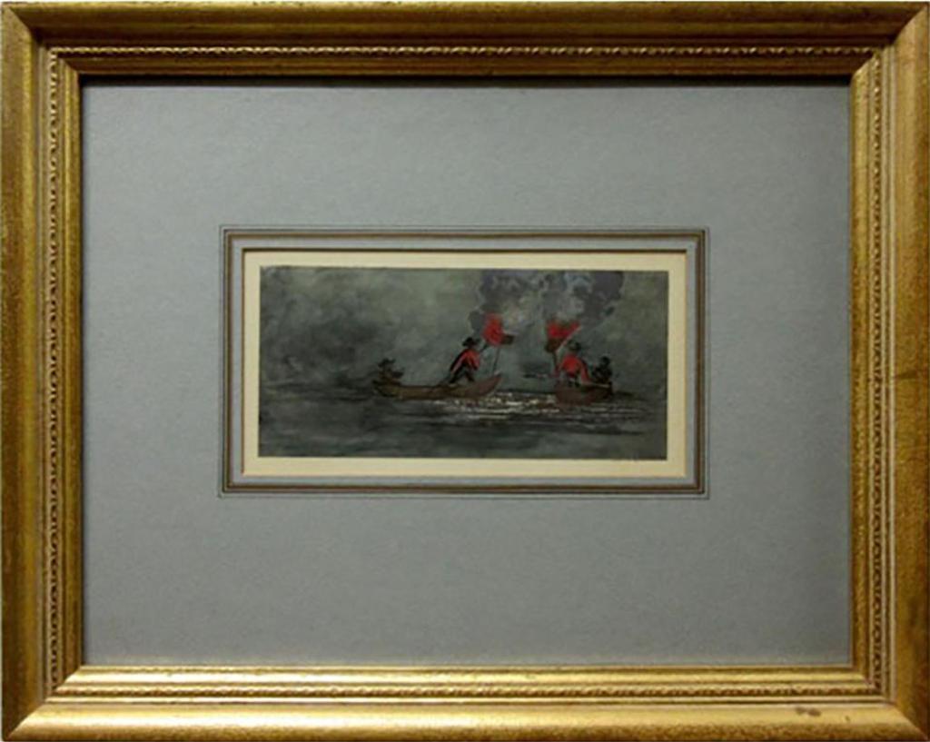 Maj. Edward Denne Nares (1831-1878) - Salmon Spearing On The Nashwaak, 1851