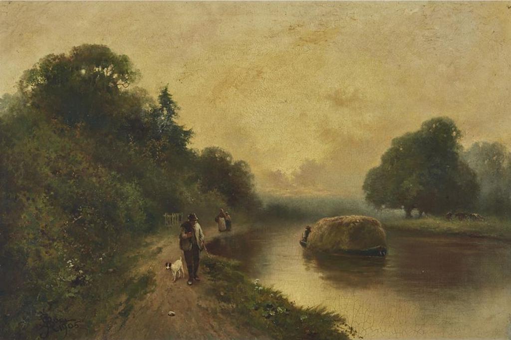 John Henry Boel (1890-1910) - Landscape With Hay Barge, 1905