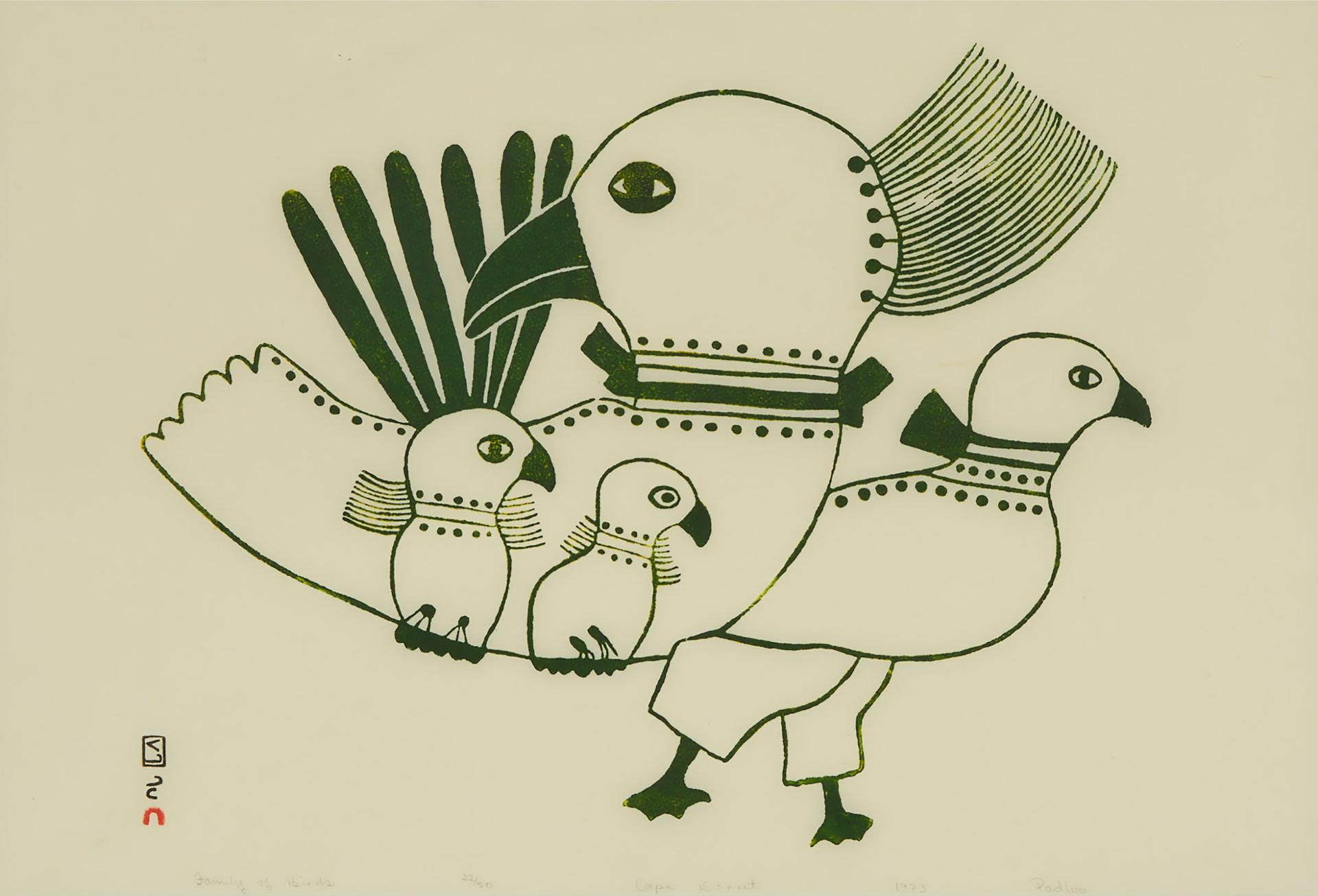 Pudlo Pudlat (1916-1992) - Family Of Birds, 1973