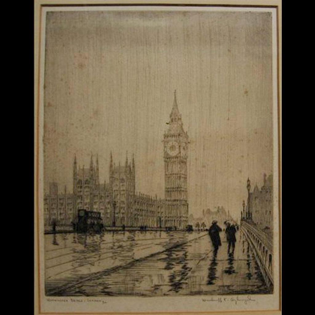 Woodruff Kerr Aykroyd (1904) - Westminster Bridge, London; Waiting For The Breeze; Morning Glories  Etching