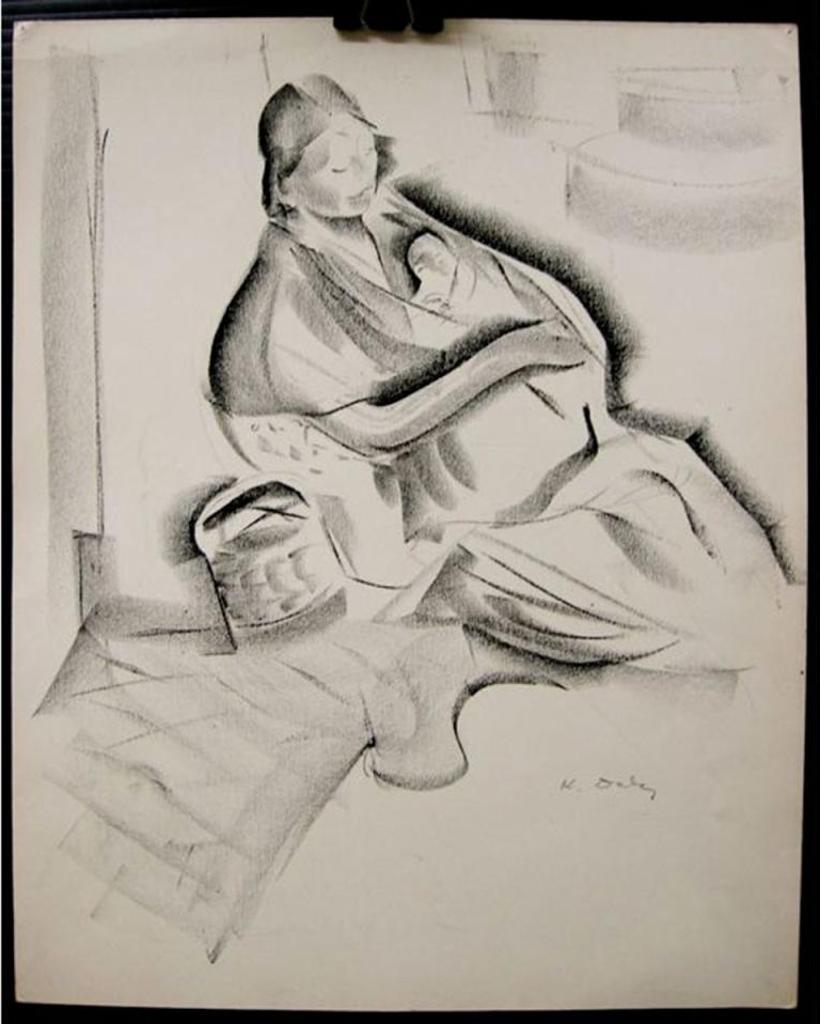 Kathleen Frances Daly (1898-1994) - Sleeping Inuit Mother With Child