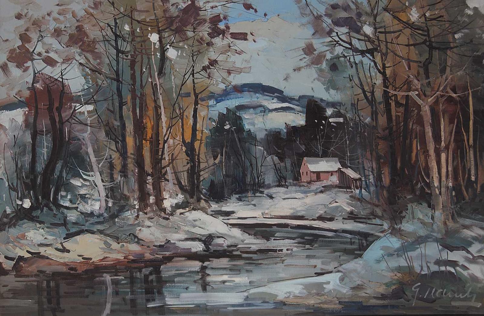 Geza (Gordon) Marich (1913-1985) - Untitled - Cabin by the Stream in Winter