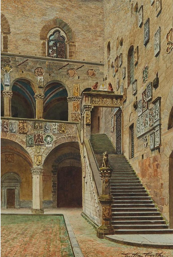 Giulia Cecchi (1890) - Staircase In The Courtyard Of The Palazzo Del Bargello, Florence.