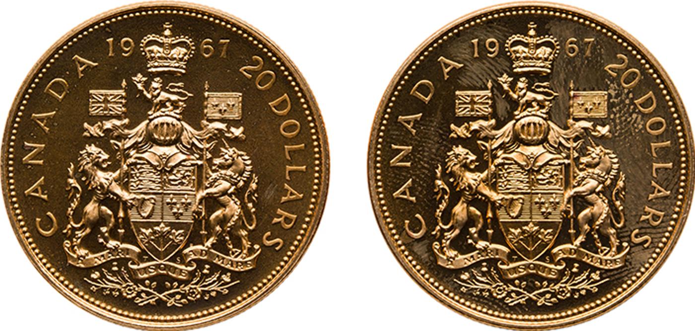 Canada - Two Elizabeth II Gold Specimen 20 Dollars 1967, 