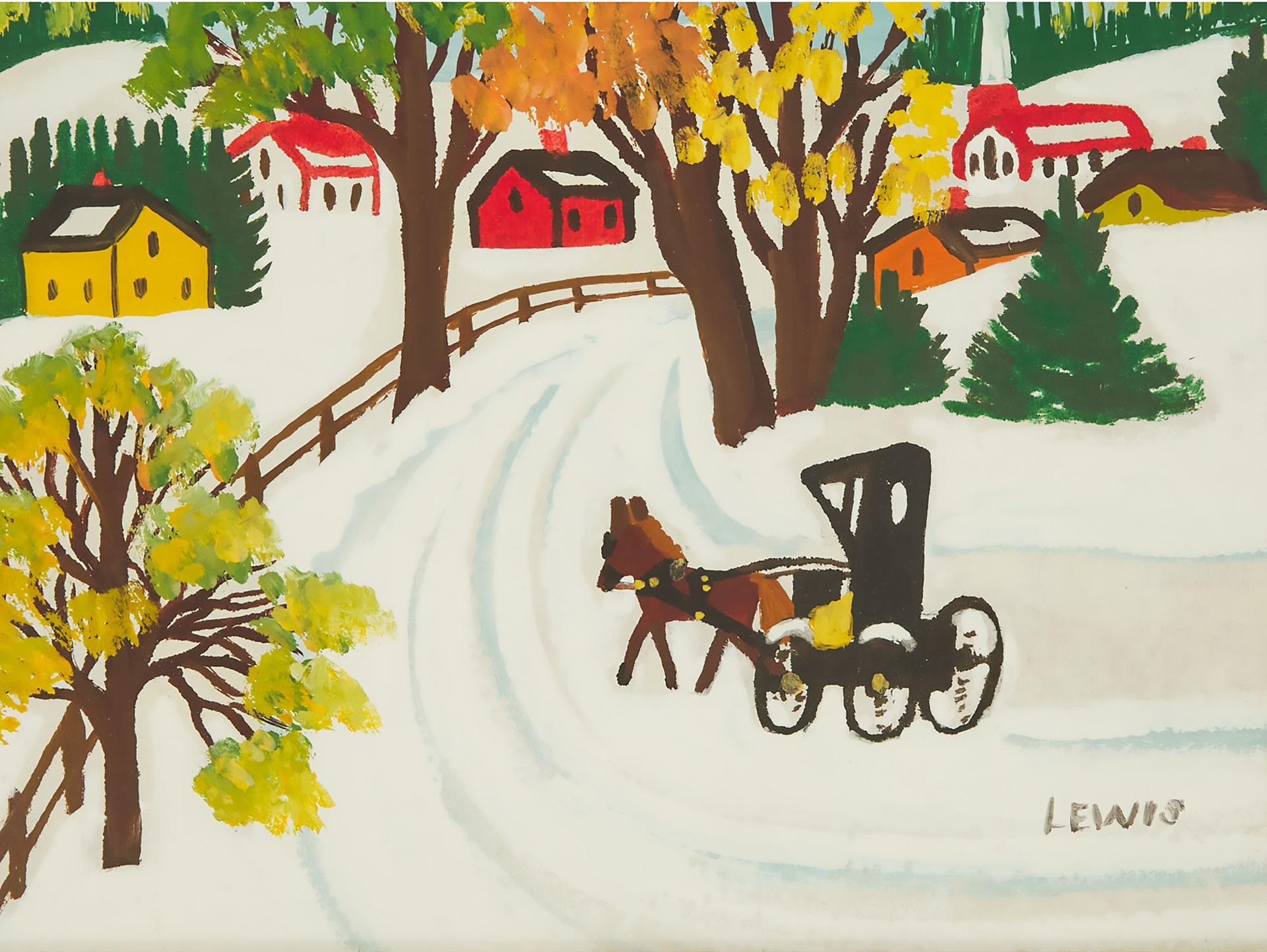 Maud Kathleen Lewis (1903-1970) - Horse And Buggy On Snowy Road, Circa 1966