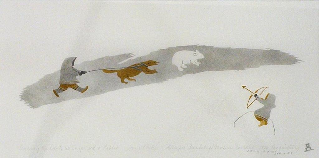 Eleesapee Ishulutaq (1925-2018) - Novakeel Pangnirtung Crossing the Land We Surprised a Rabbit