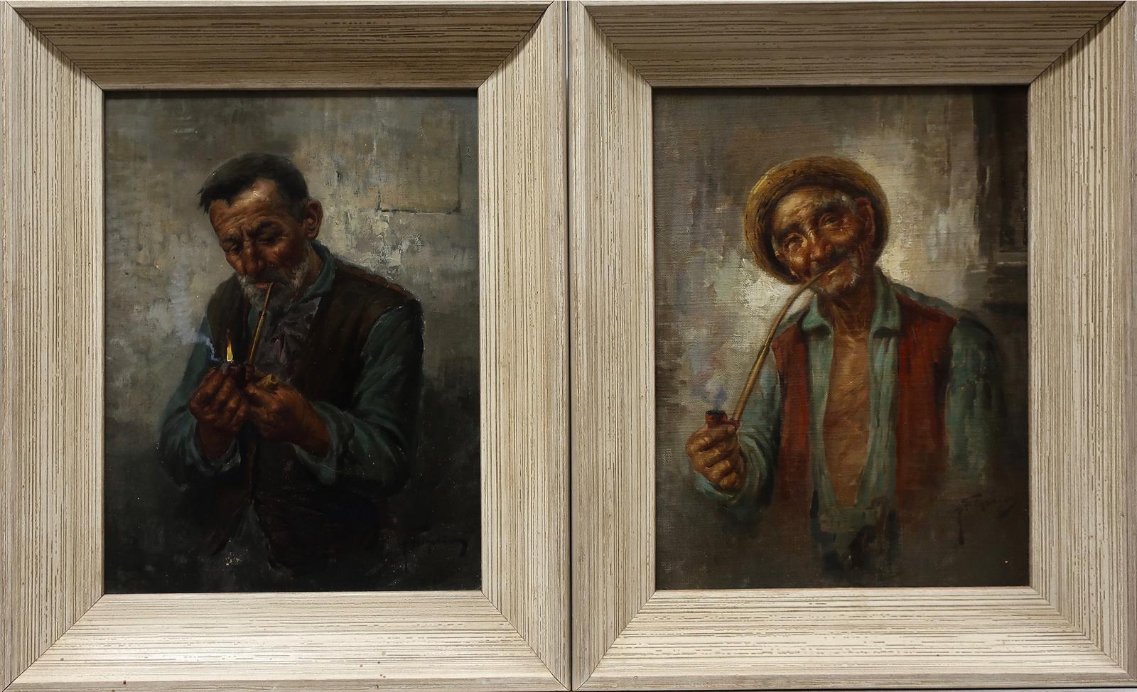 Raffaele Frigerio (1875-1948) - Fishermen Smoking Pipes