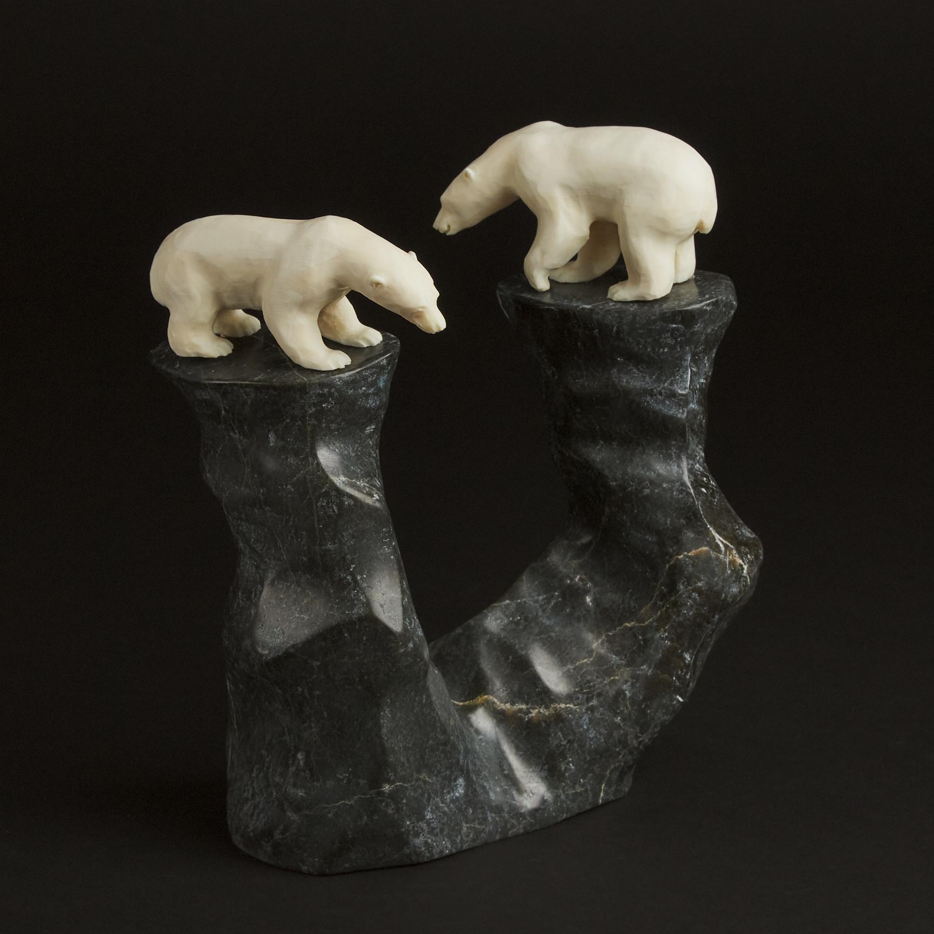 Bill Nasogaluak (1953) - Polar Bears On Vanishing Ice Caps, 2012