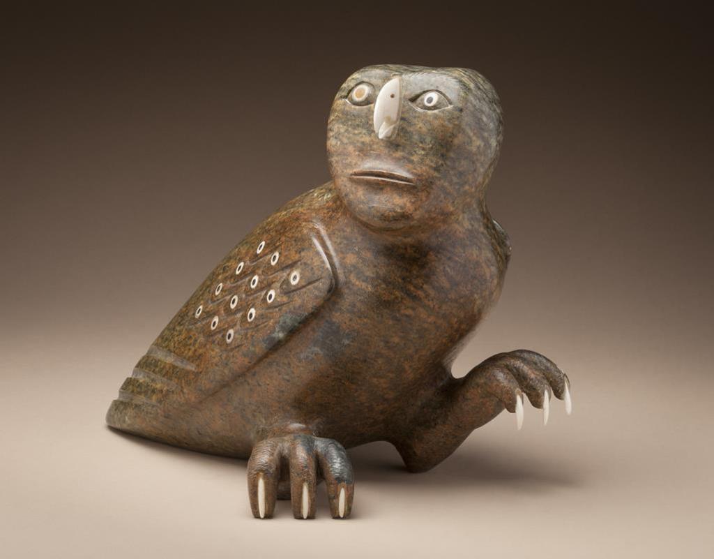 David Ruben Piqtoukun (1950) - PAULATUK/ONTARIO, Owl-Man Transformation, 1985, Brazilian soapstone, African wonderstone